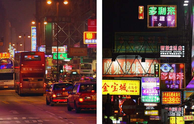 Nachts auf der Nathan Road