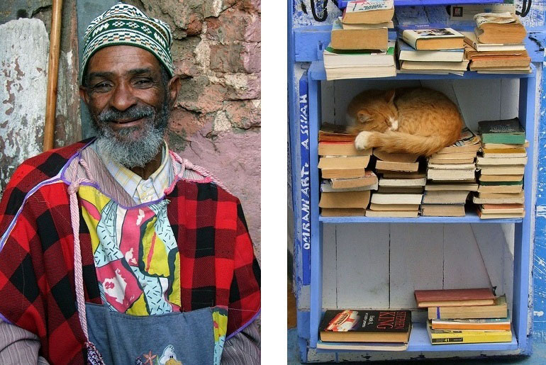 Marokko Mann mit Katze