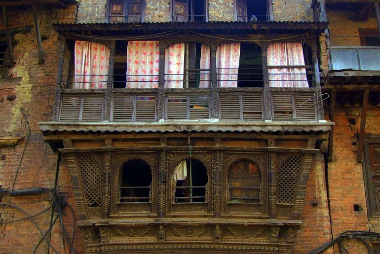 Balkon in Bhaktapur, Nepal