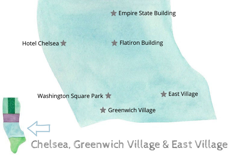 Karte West und East Village