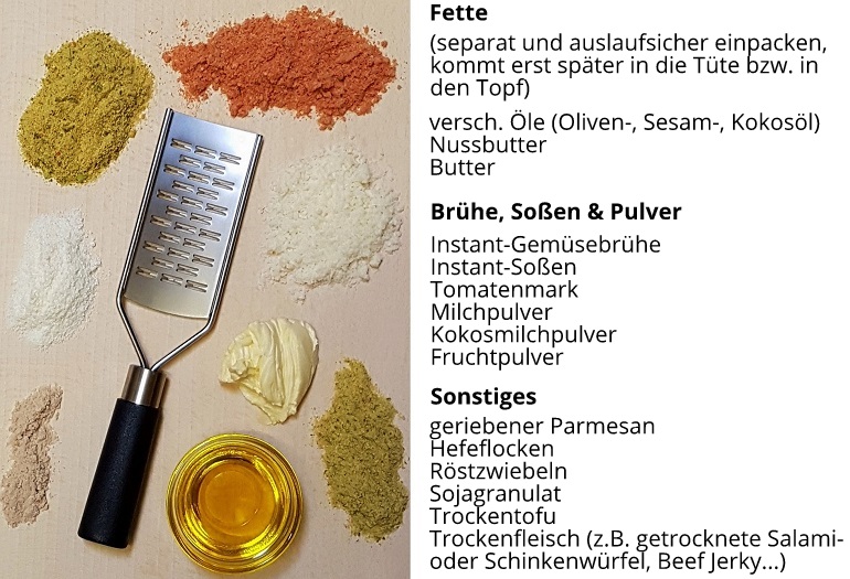Trekkingessen: Fette und Sonstiges
