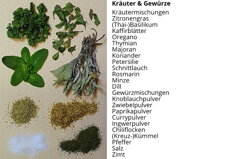 Trekkingessen: Kräuter und Gewürze