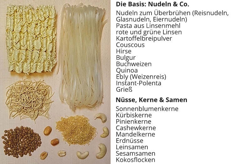 Trekkingessen: Nudeln und Nüsse
